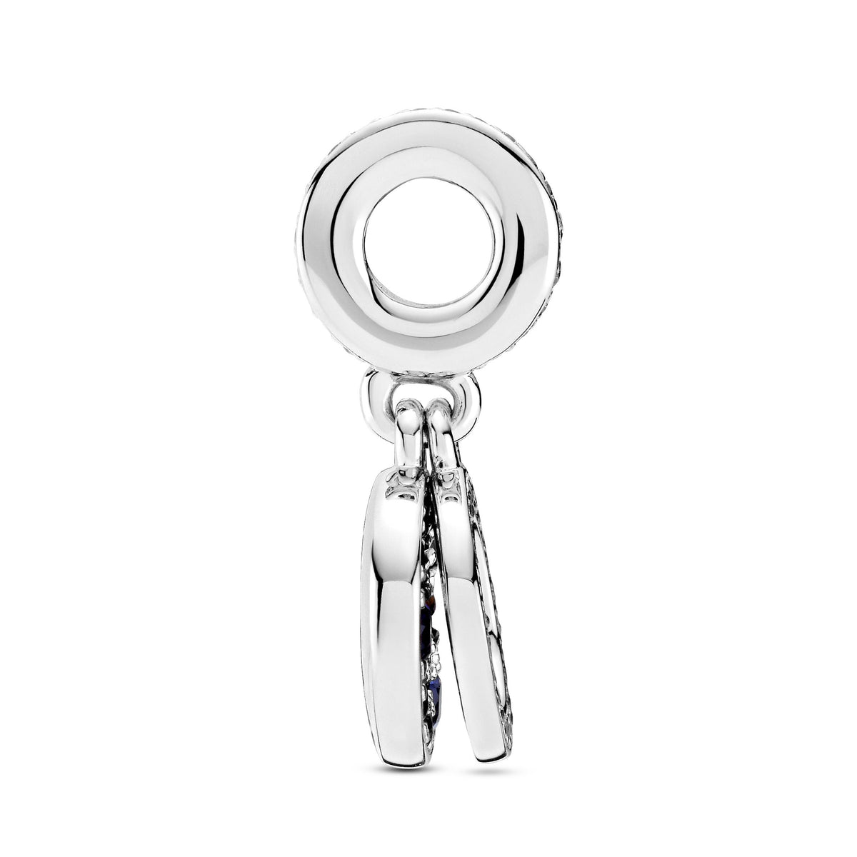 Dangle Charm – Sterling Silver – Sparkling Blue Disc Double