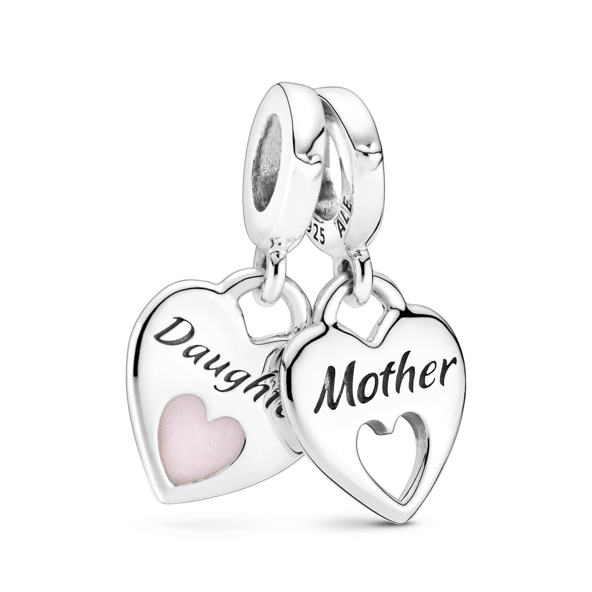 Dangle Charm – Sterling Silver – Double Heart Split