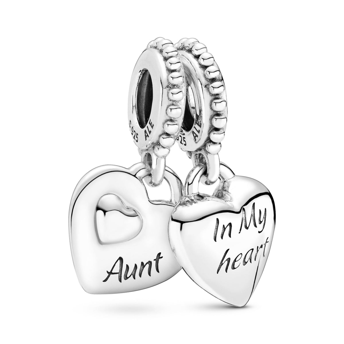 Dangle Charm – Sterling Silver – Aunt & Niece Split Heart