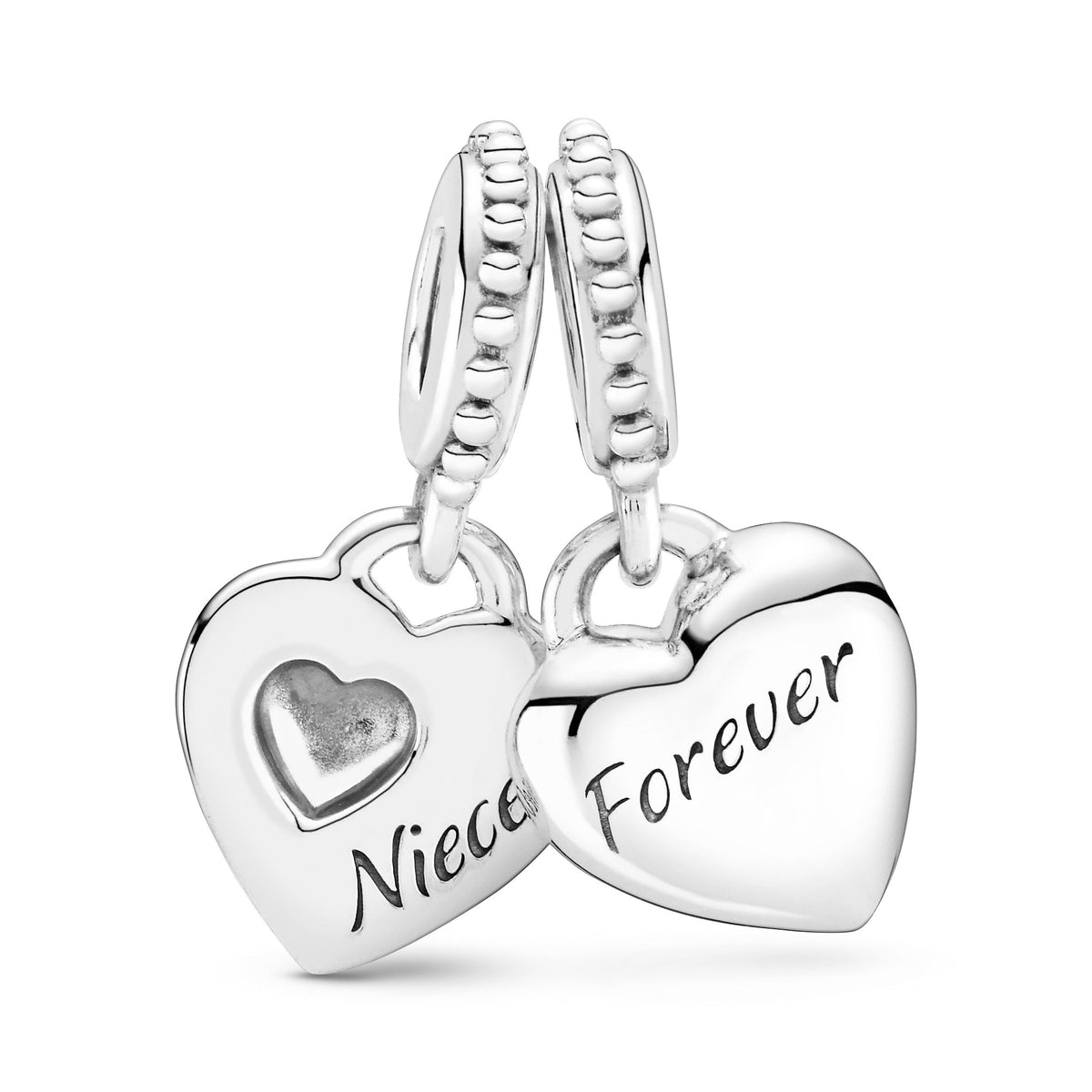 Dangle Charm – Sterling Silver – Aunt & Niece Split Heart