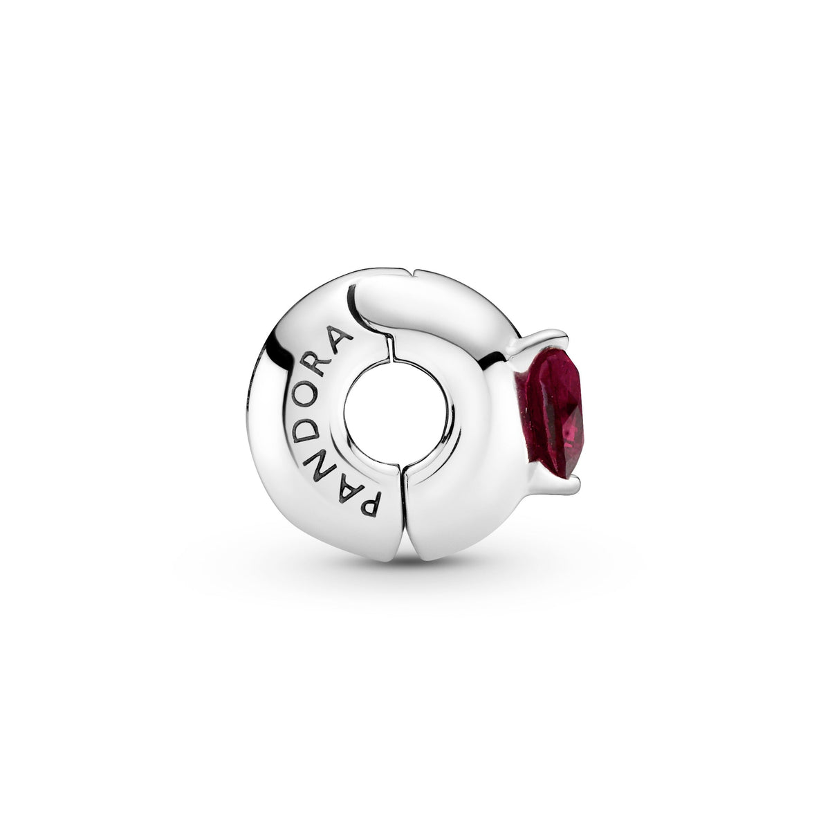 Clip Charm – Sterling Silver – Red Heart Solitaire