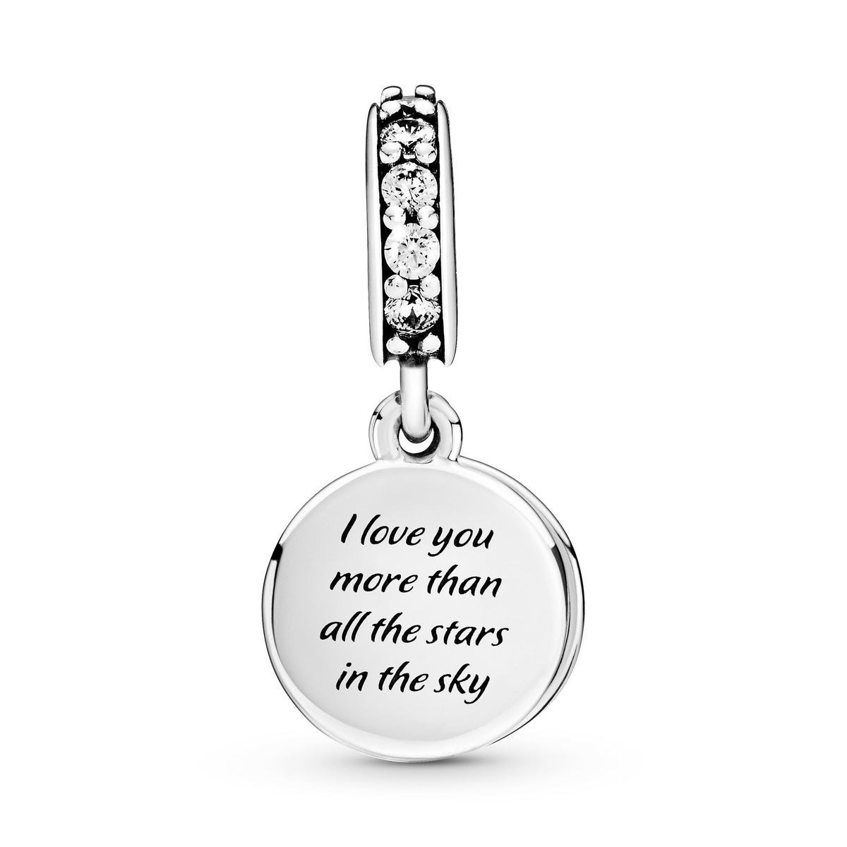 Dangle Charm – Sterling Silver – Blue Night Sky Crescent Moon & Stars