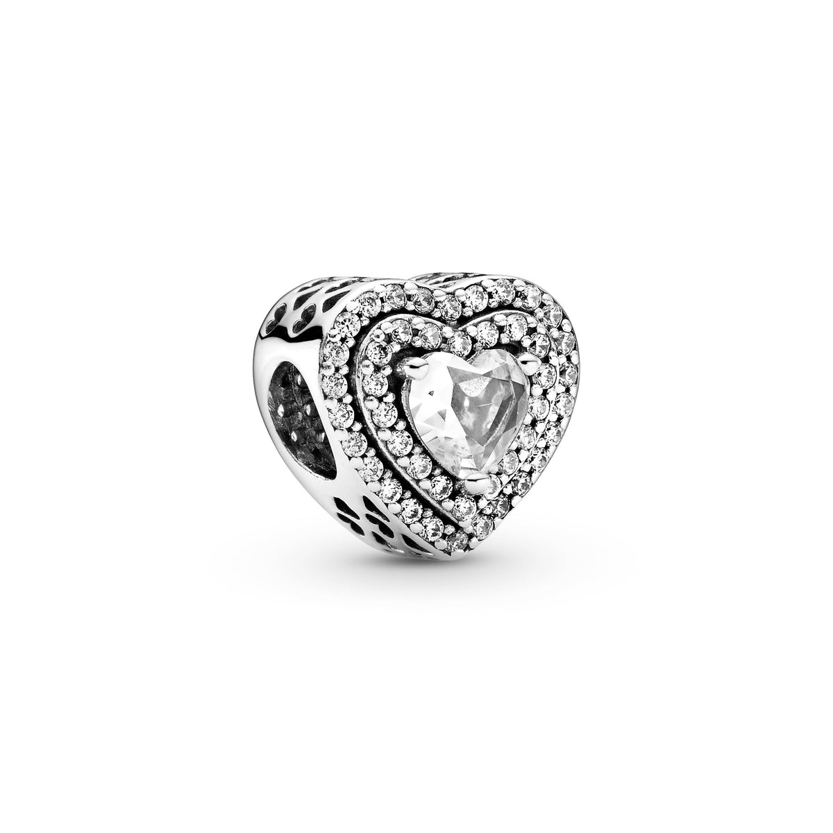 Charm – Sterling Silver – Sparkling Levelled Hearts