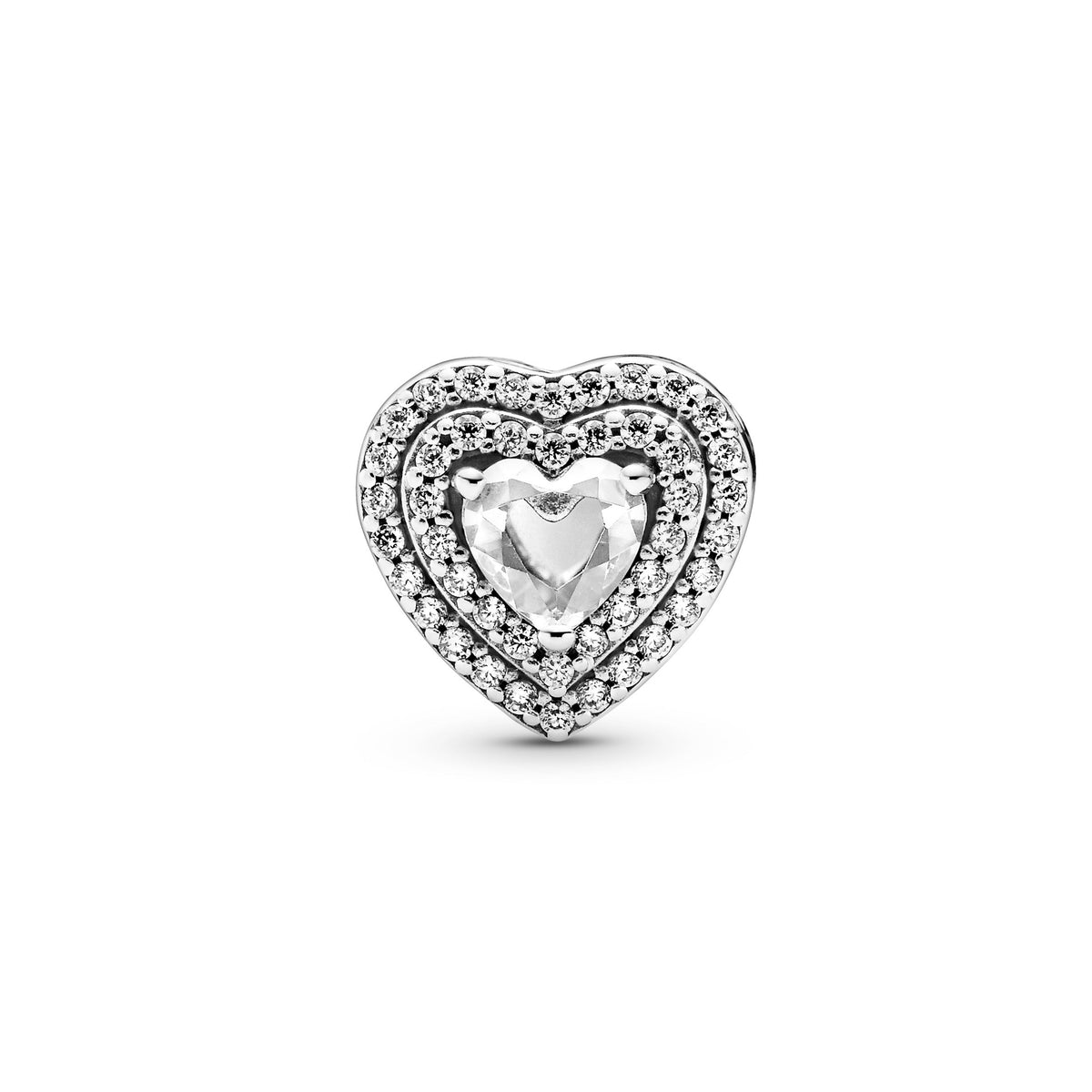 Charm – Sterling Silver – Sparkling Levelled Hearts