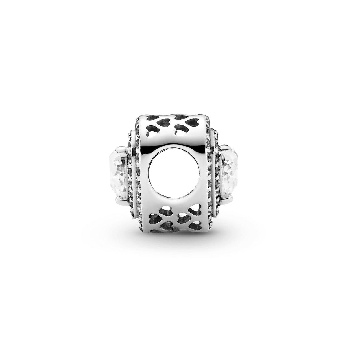 Charm – Sterling Silver – Sparkling Levelled Hearts