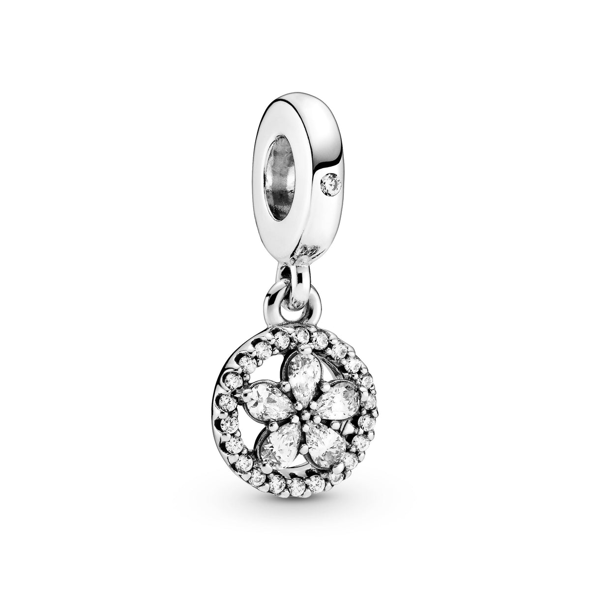 Dangle Charm – Sterling Silver – Sparkling Snowflake Circle