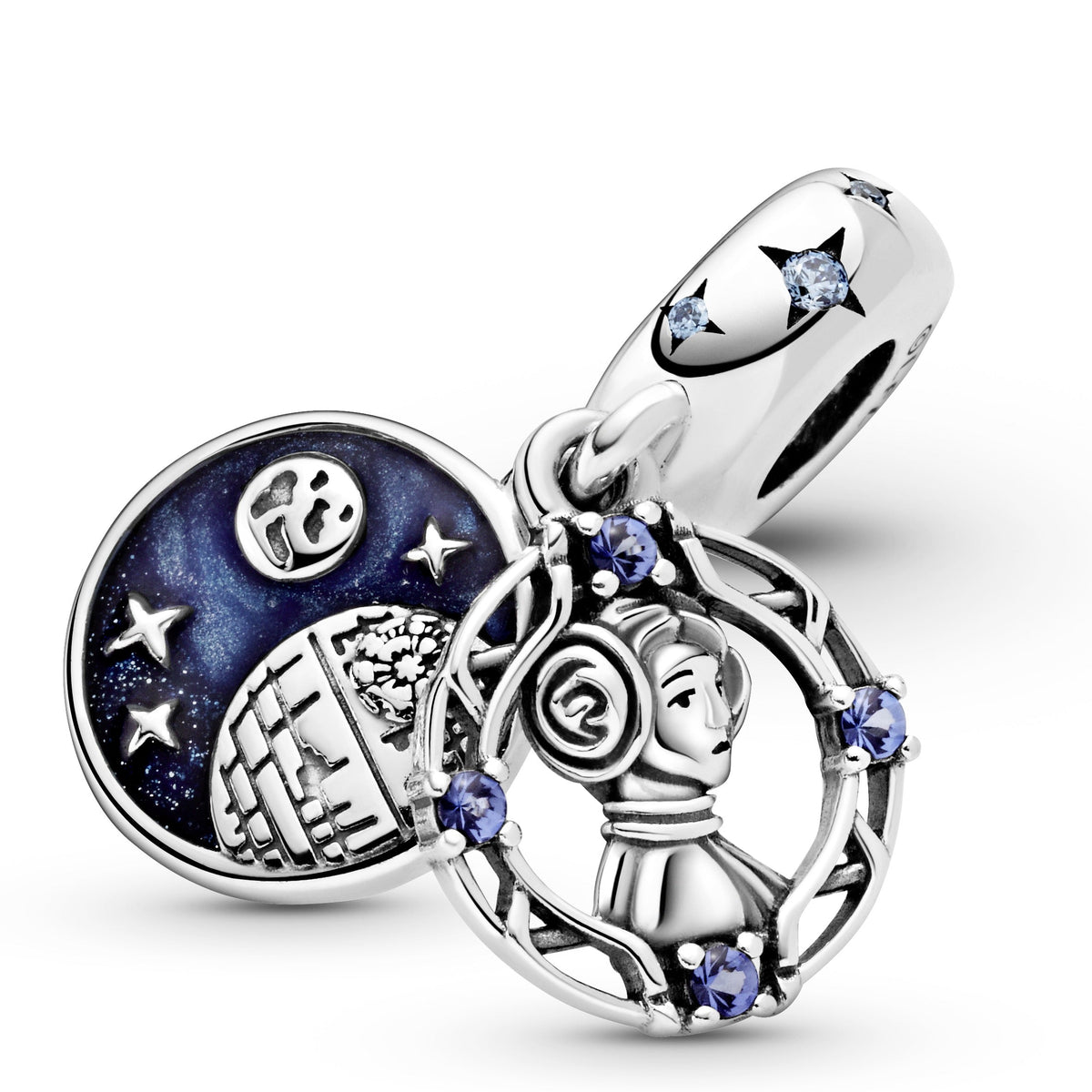 Dangle Charm – Sterling Silver – Star Wars Princess Leia Double
