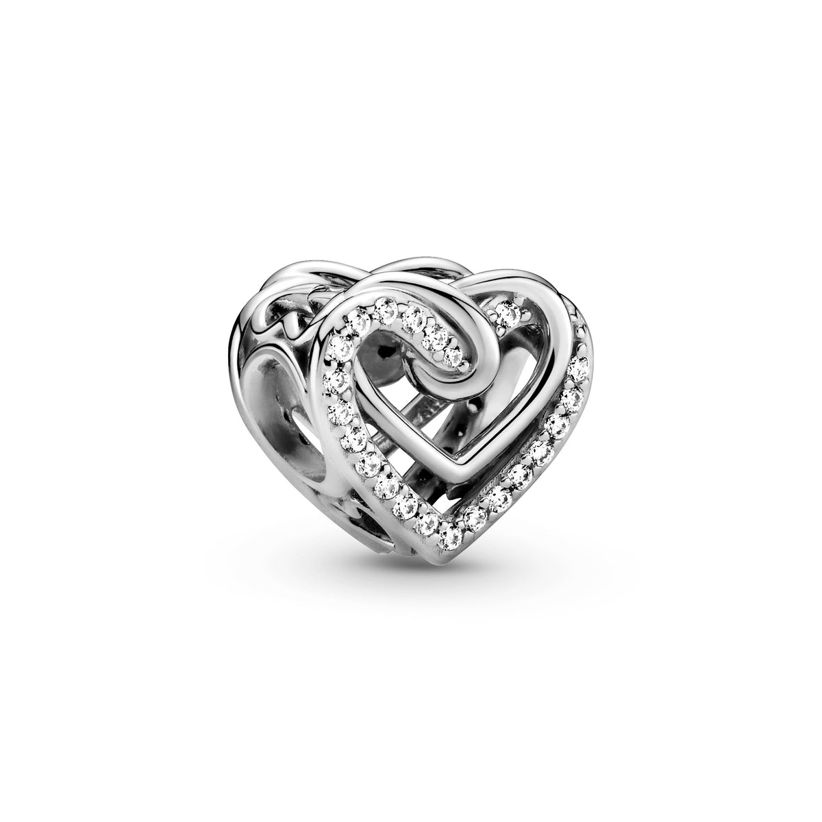 Charm – Sterling Silver – Sparkling Entwined Hearts