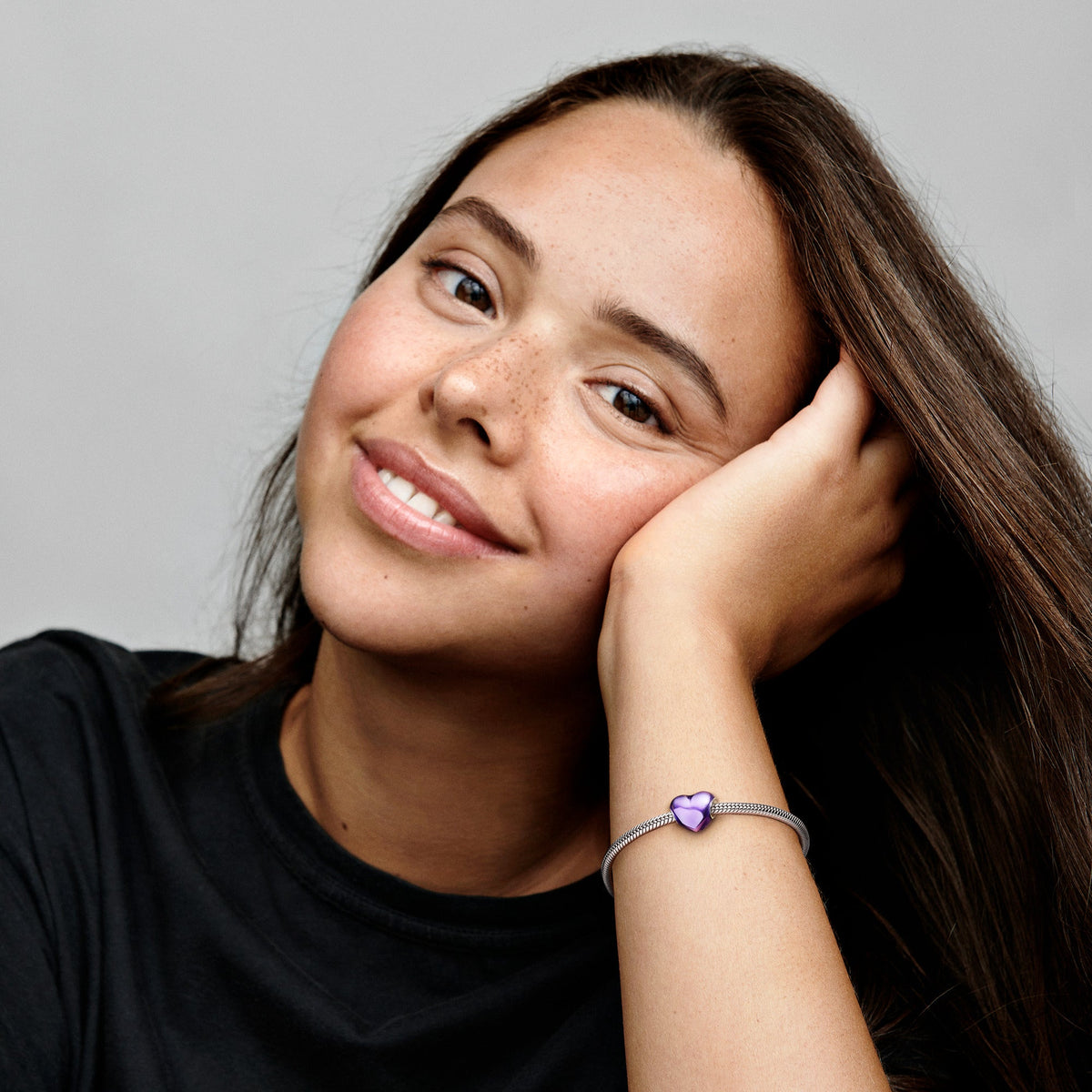 Charm – Sterling Silver – Metallic Purple Heart