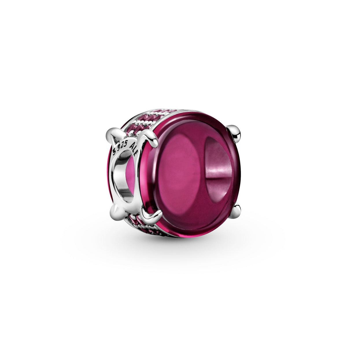 Charm – Sterling Silver – Fuchsia Rose Oval Cabochon