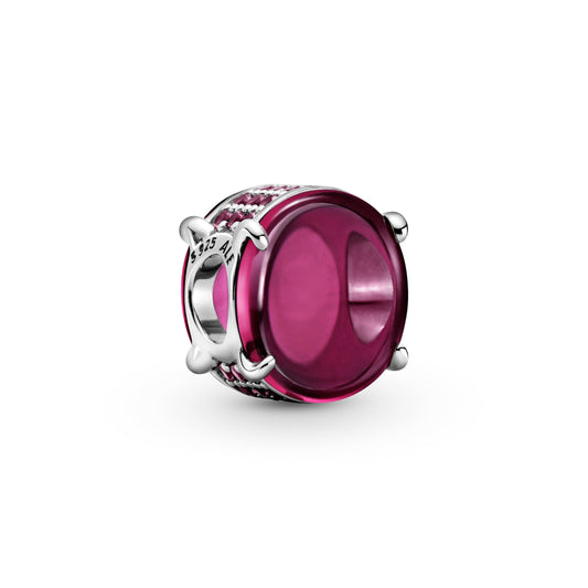Charm – Sterling Silver – Fuchsia Rose Oval Cabochon