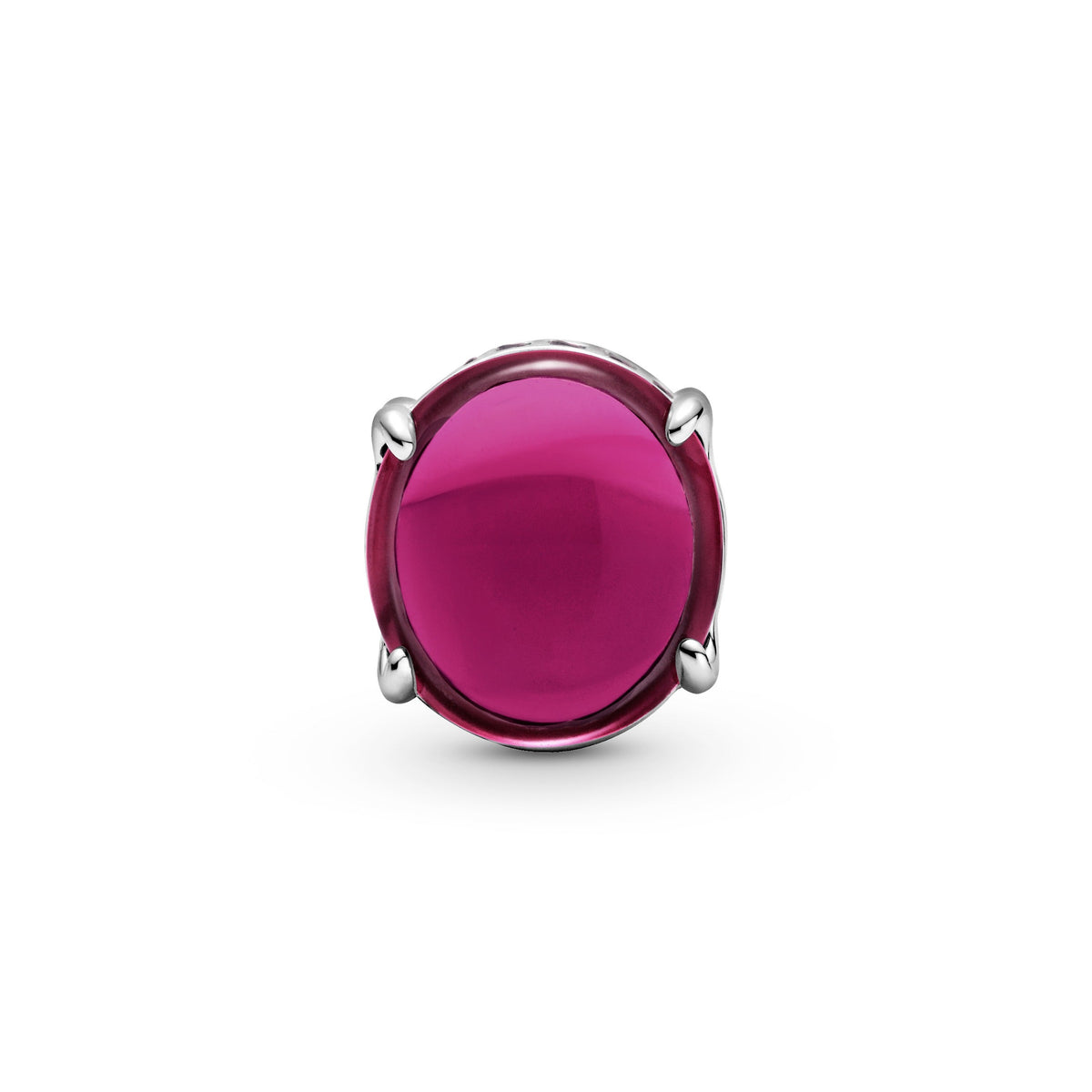 Charm – Sterling Silver – Fuchsia Rose Oval Cabochon