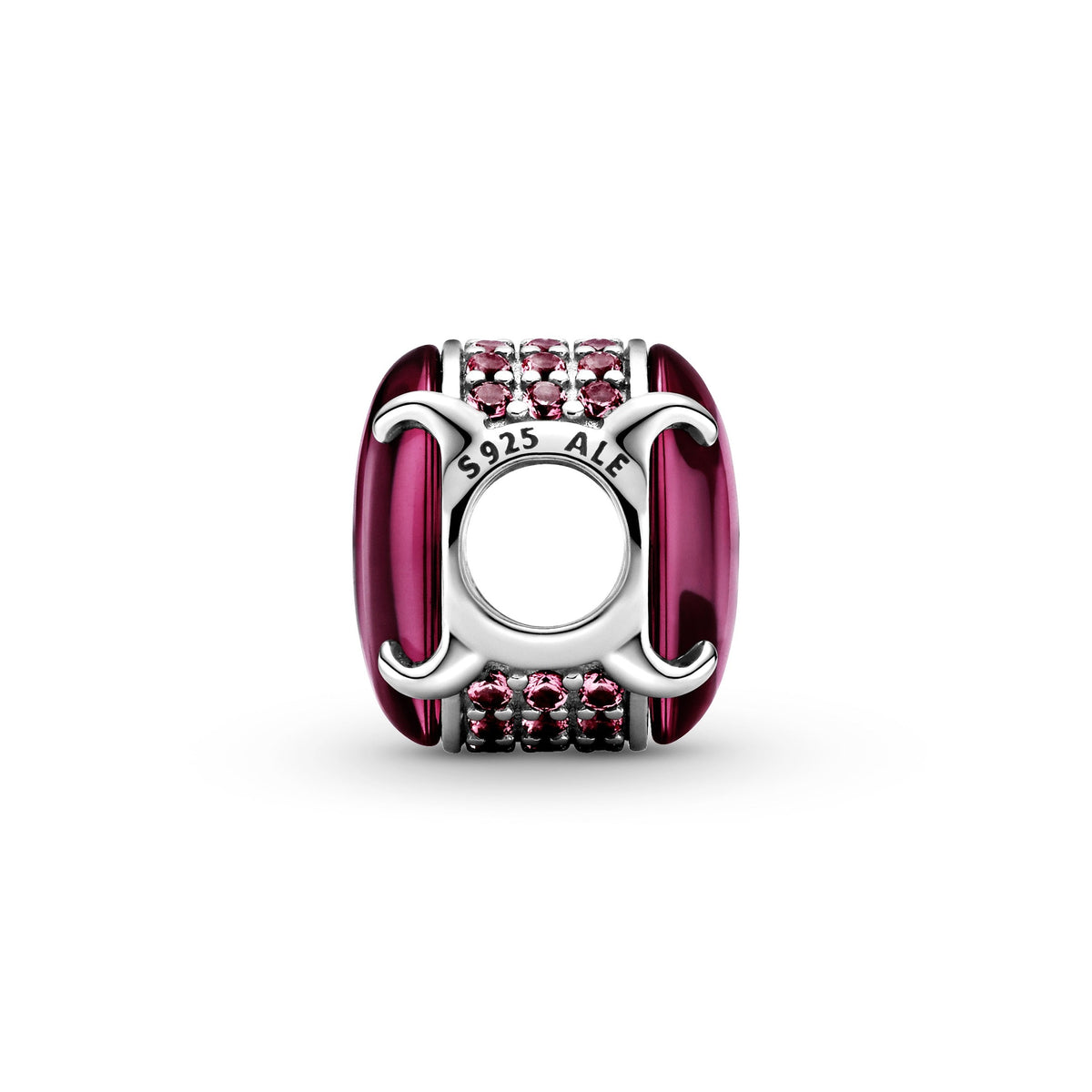 Charm – Sterling Silver – Fuchsia Rose Oval Cabochon