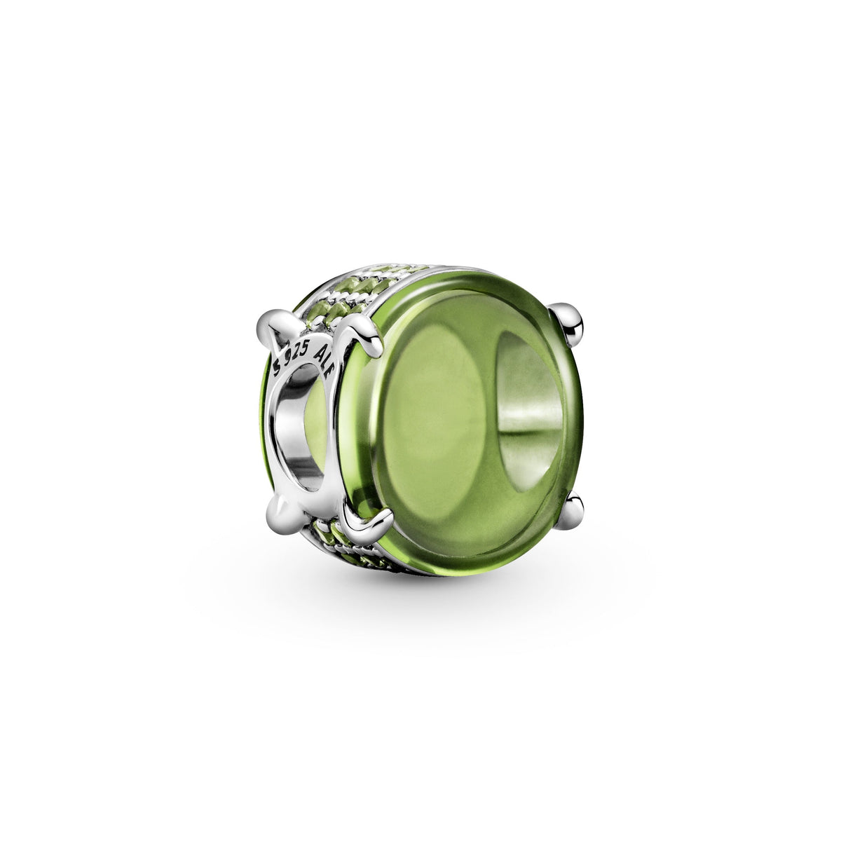 Charm – Sterling Silver – Green Oval Cabochon