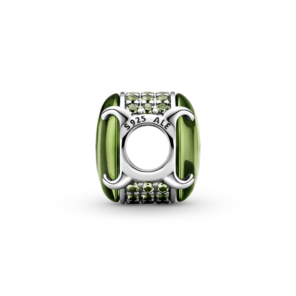 Charm – Sterling Silver – Green Oval Cabochon