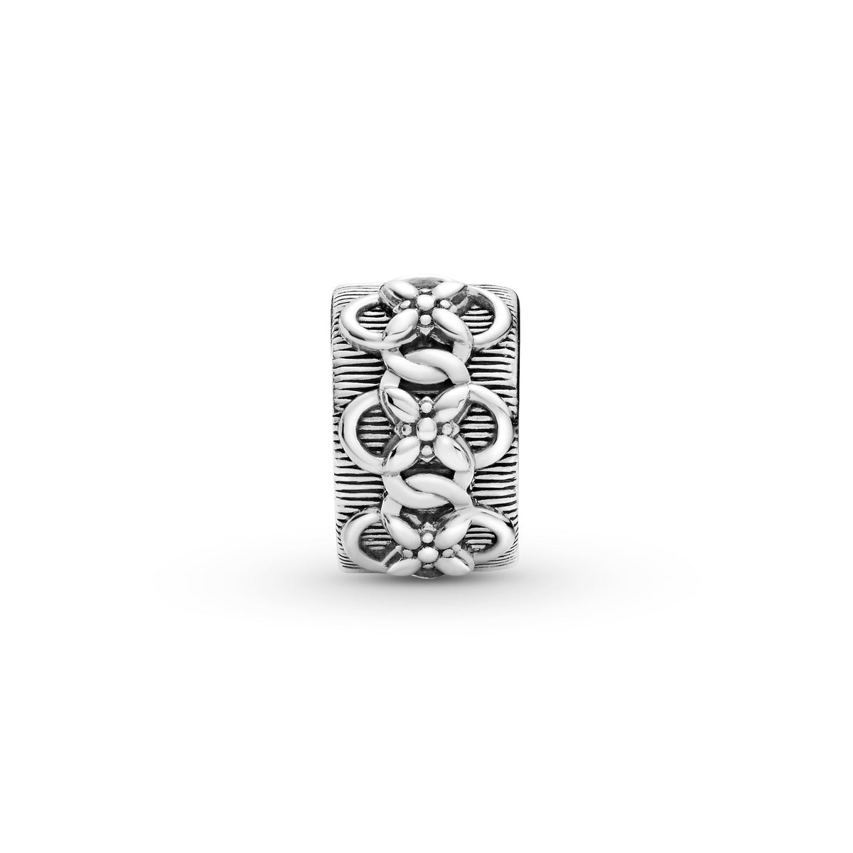 Clip Charm – Sterling Silver – Flower Pattern