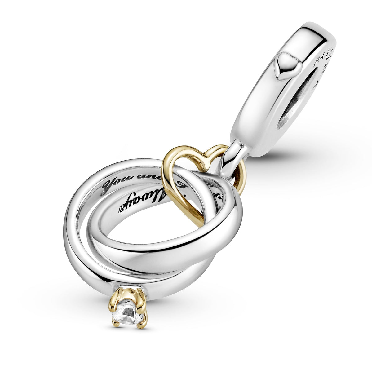 Dangle Charm – Sterling Silver – Two-tone Wedding Rings