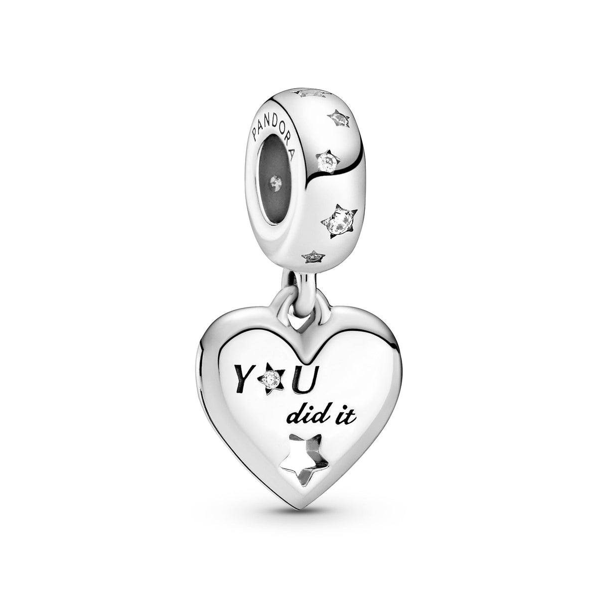 Dangle Charm – Sterling Silver – Congratulations Heart & Stars