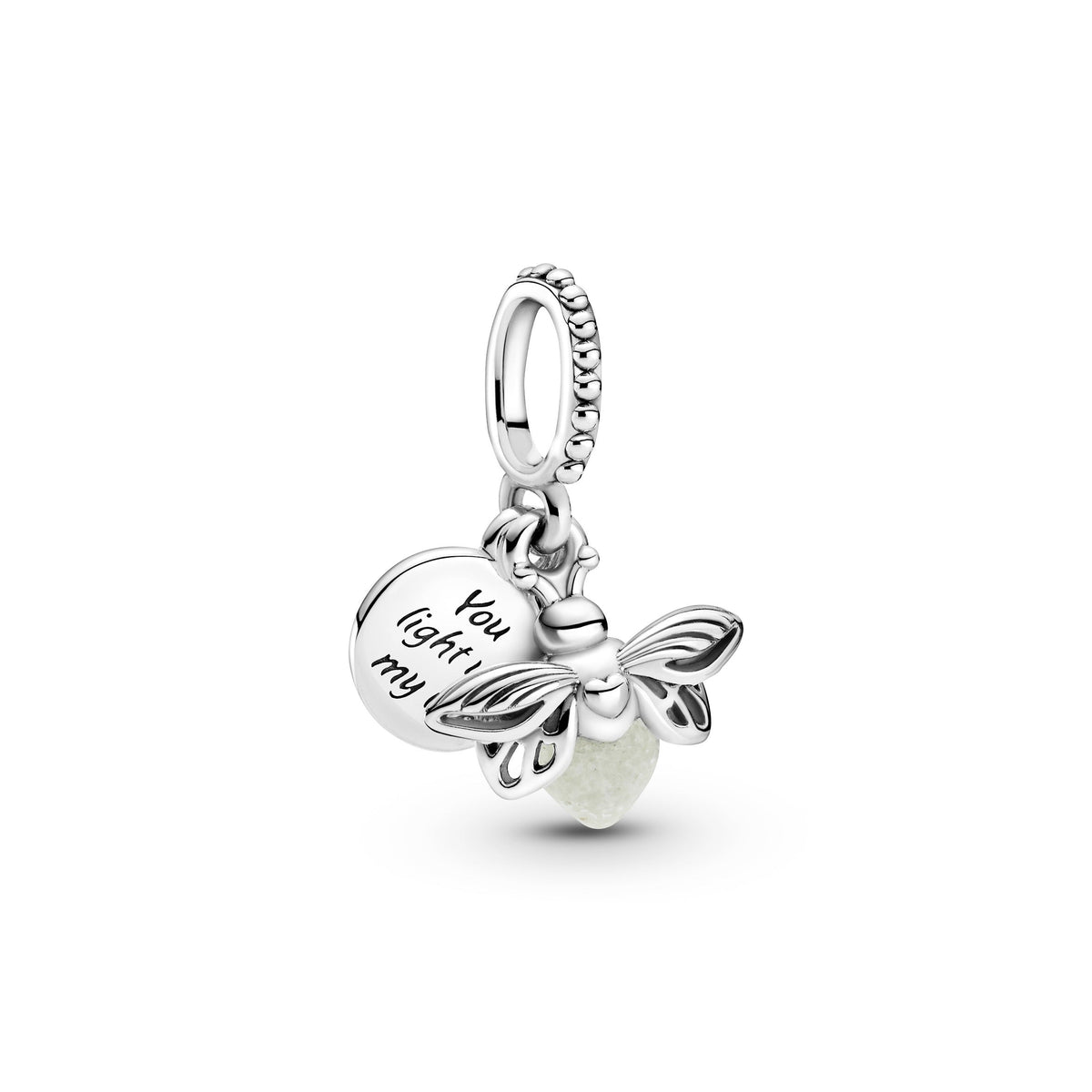 Dangle Charm – Sterling Silver – Glow-in-the-dark Firefly