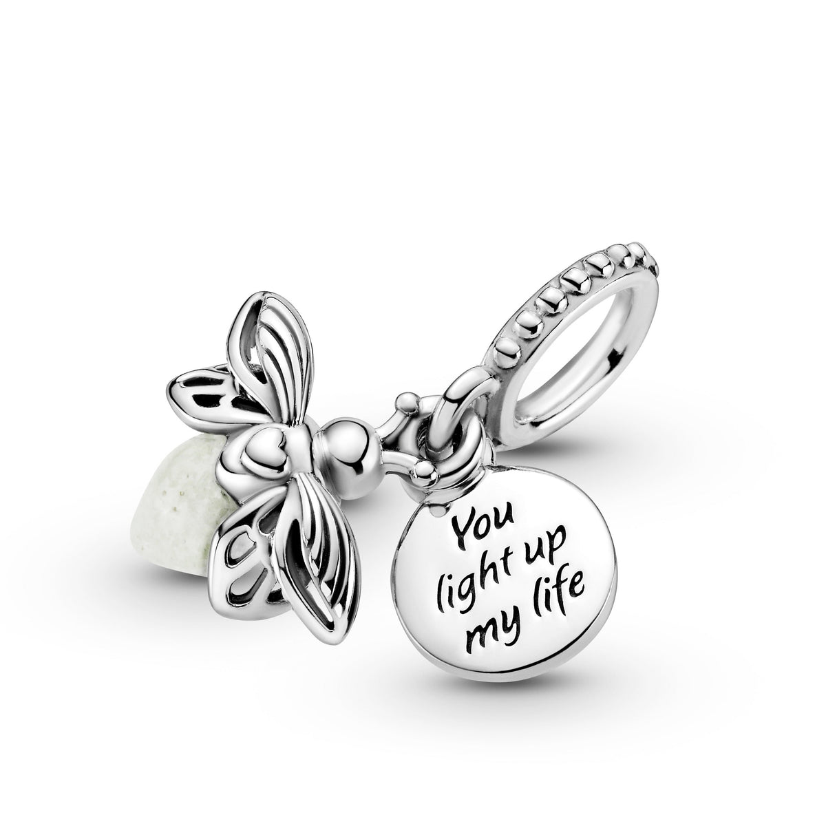 Dangle Charm – Sterling Silver – Glow-in-the-dark Firefly