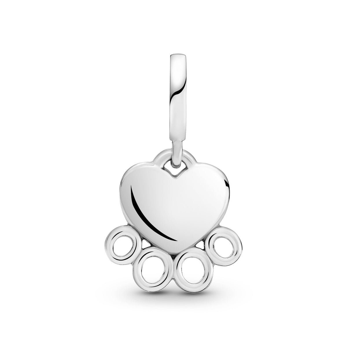 Dangle Charm – Sterling Silver – Hearts & Paw Print