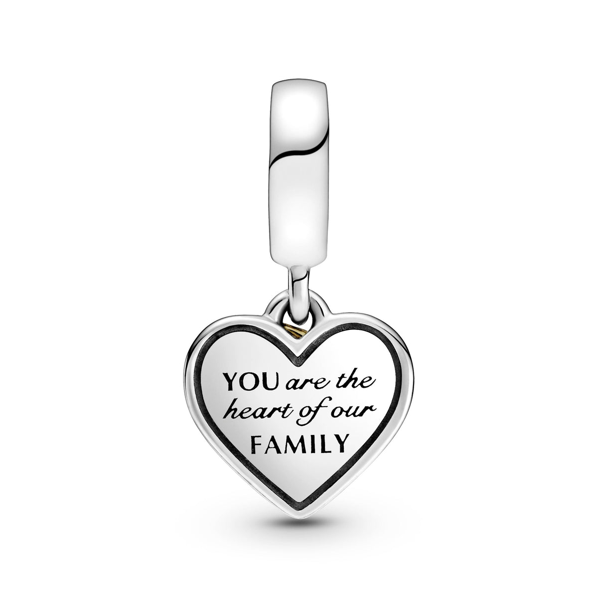 Dangle Charm – Sterling Silver – Two-tone Family Tree & Heart