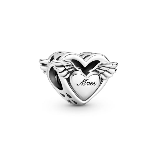 Charm – Sterling Silver – Angel Wings & Mum