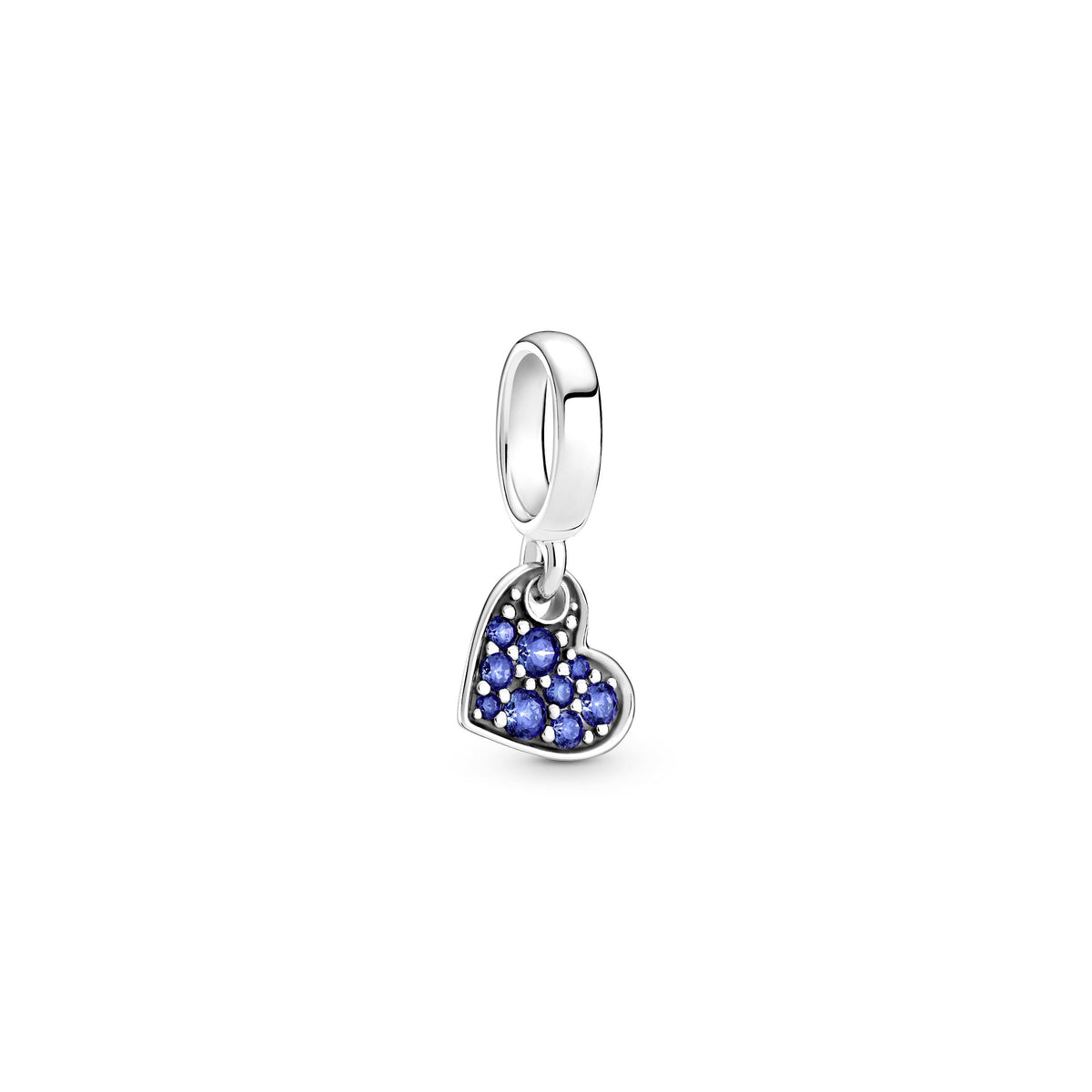 Dangle Charm – Sterling Silver – Stellar Blue Pavé Tilted Heart