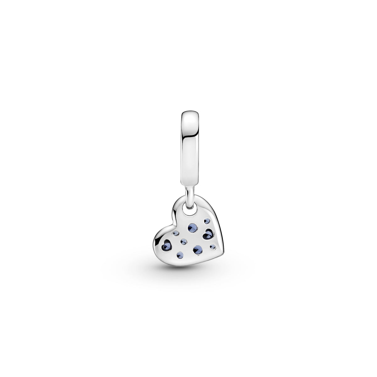 Dangle Charm – Sterling Silver – Stellar Blue Pavé Tilted Heart