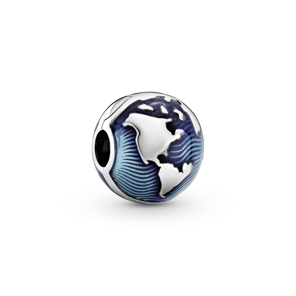 Clip Charm – Sterling Silver – Blue Globe