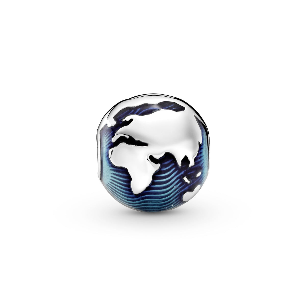 Clip Charm – Sterling Silver – Blue Globe