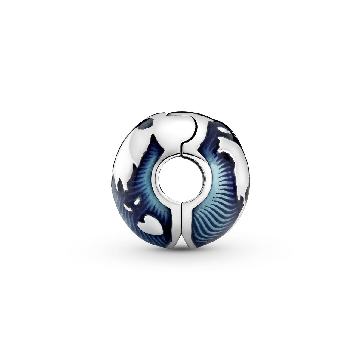 Clip Charm – Sterling Silver – Blue Globe