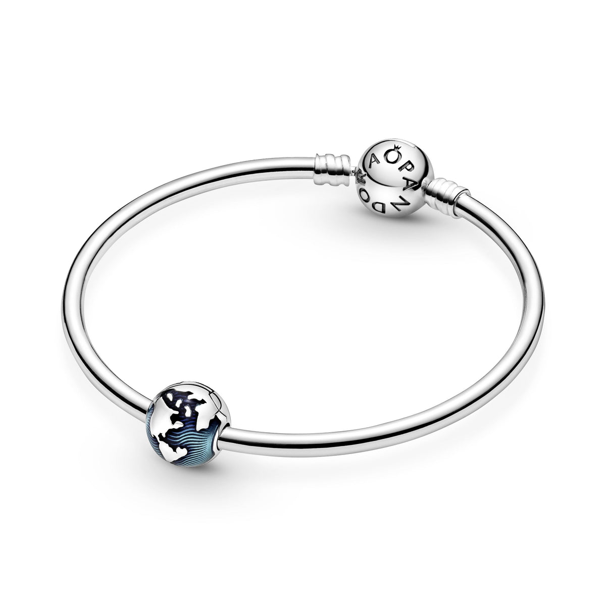 Clip Charm – Sterling Silver – Blue Globe