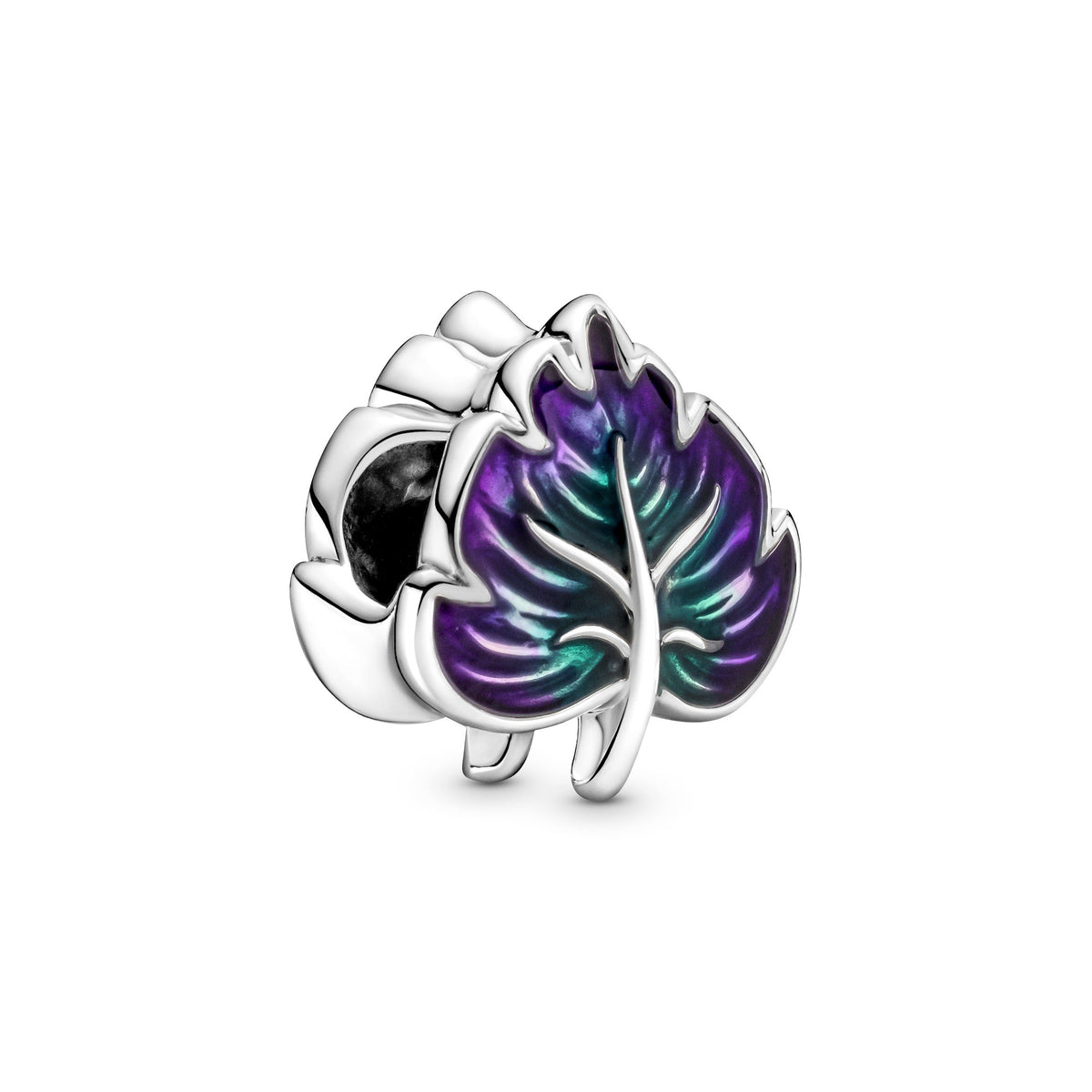 Charm – Sterling Silver – Purple & Green Leaf