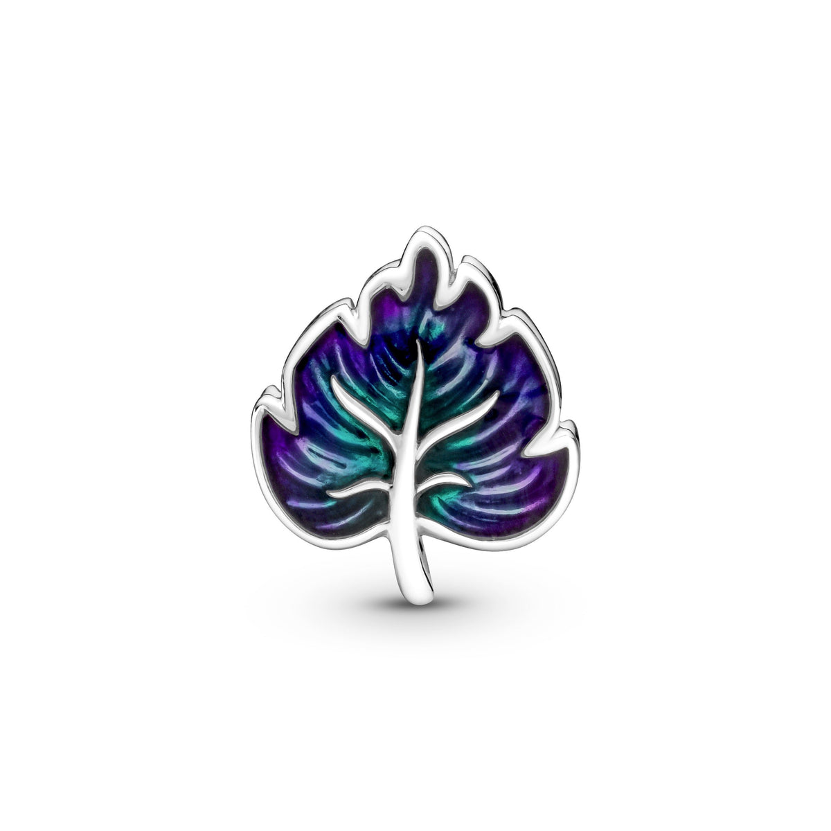 Charm – Sterling Silver – Purple & Green Leaf