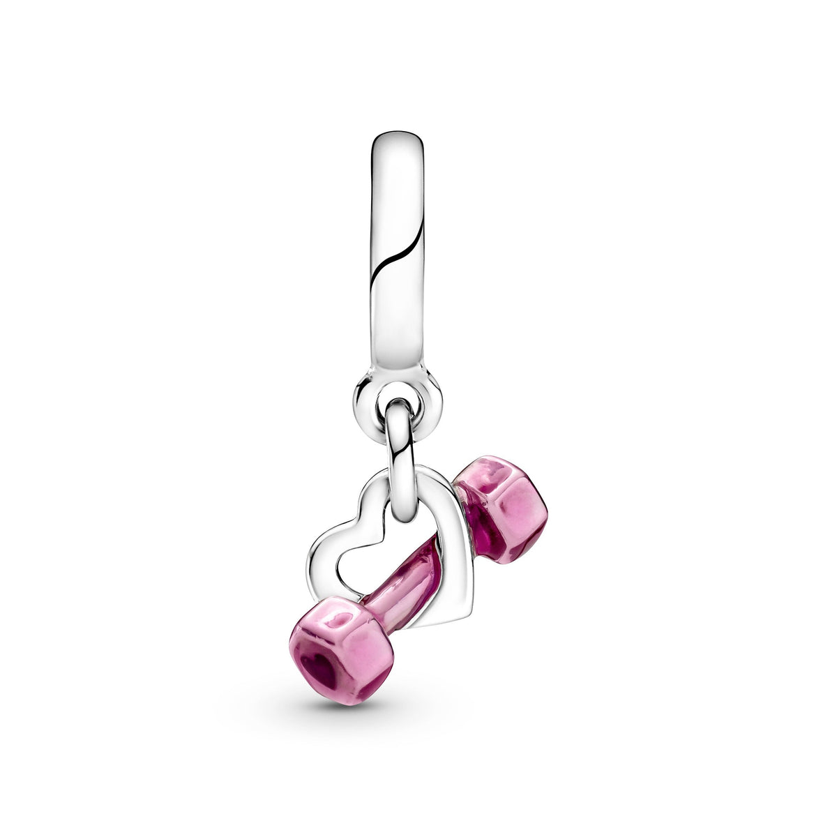 Dangle Charm – Sterling Silver – Dumbbell & Heart