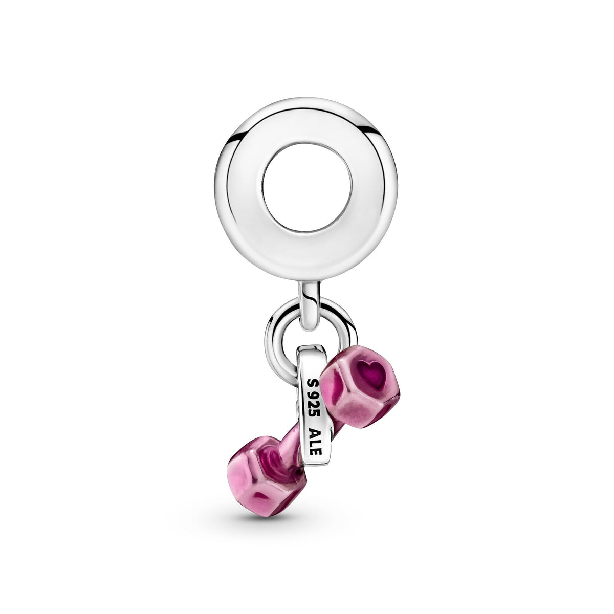 Dangle Charm – Sterling Silver – Dumbbell & Heart