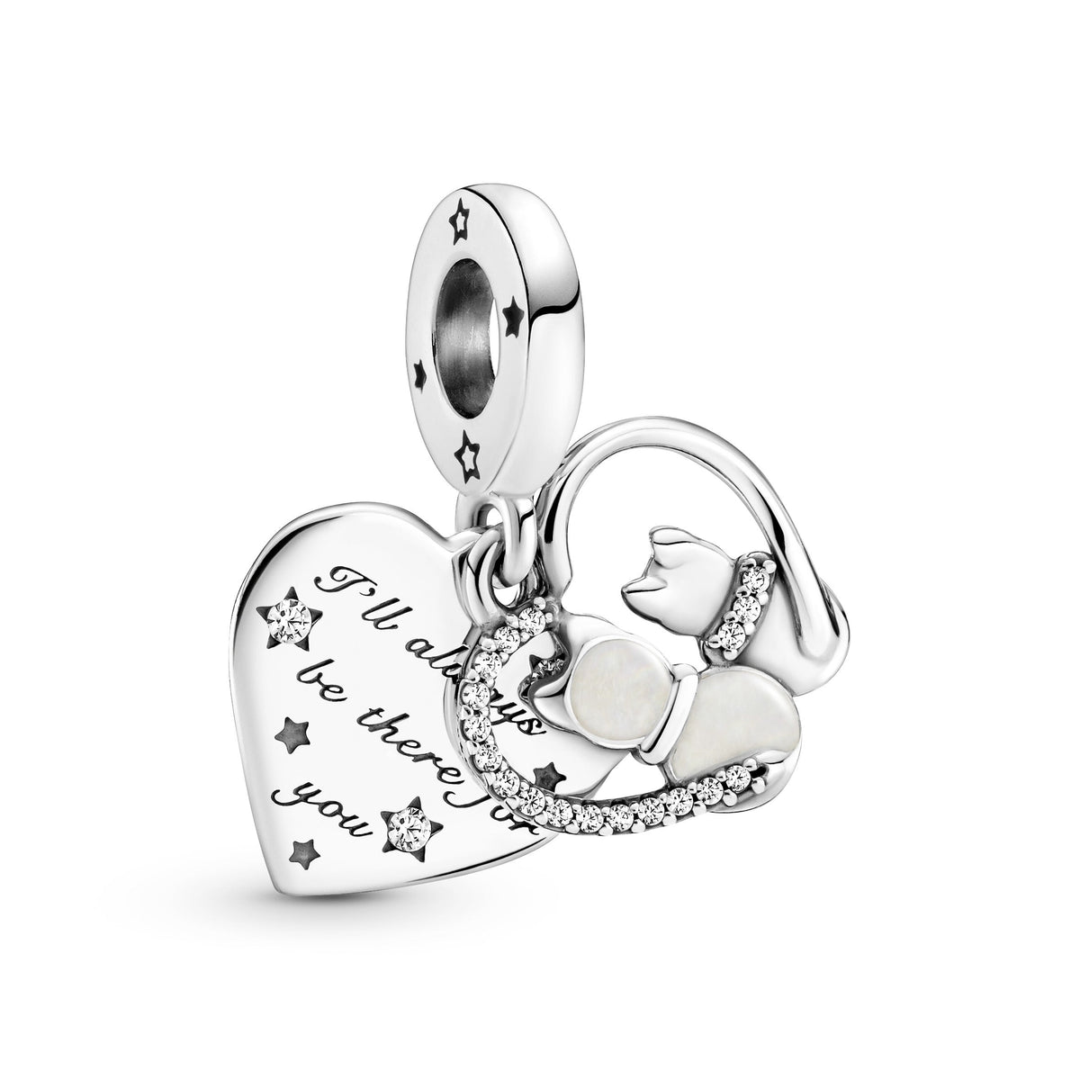Dangle Charm – Sterling Silver – Cats & Hearts