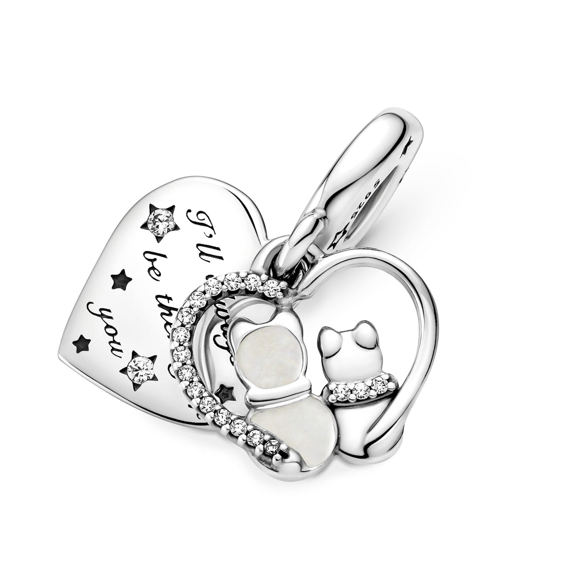 Dangle Charm – Sterling Silver – Cats & Hearts