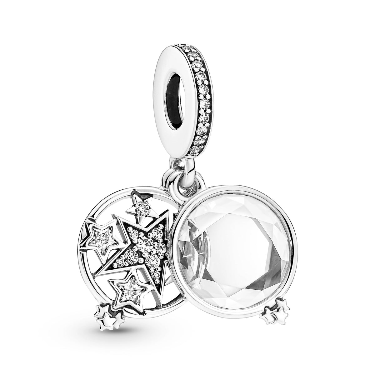 Dangle Charm – Sterling Silver – Magnified Star Double