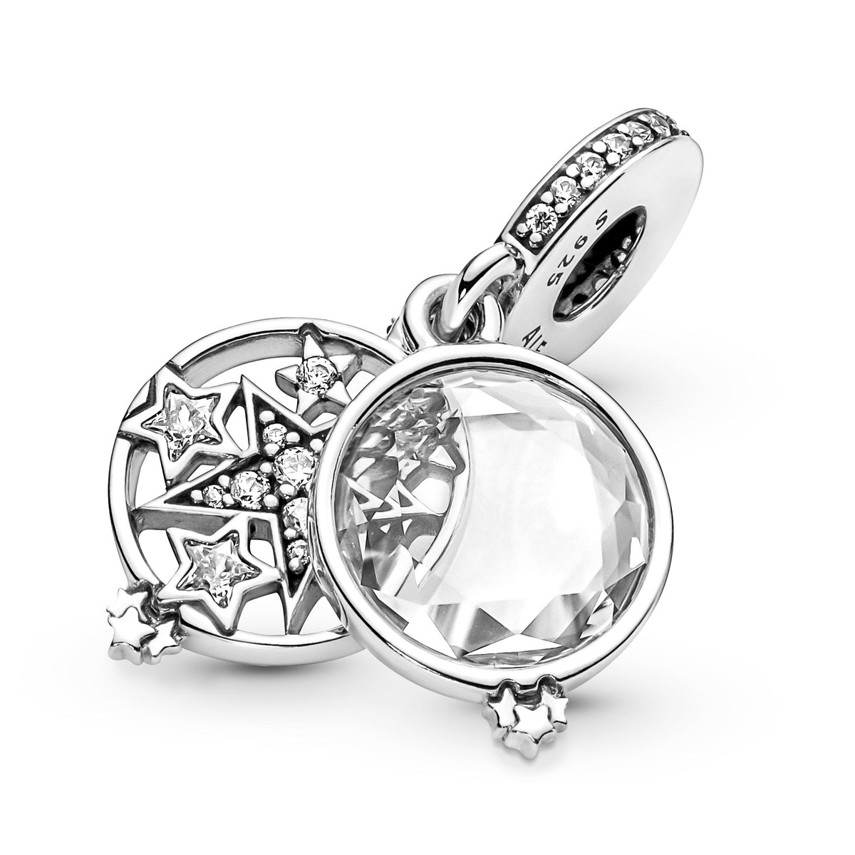 Dangle Charm – Sterling Silver – Magnified Star Double