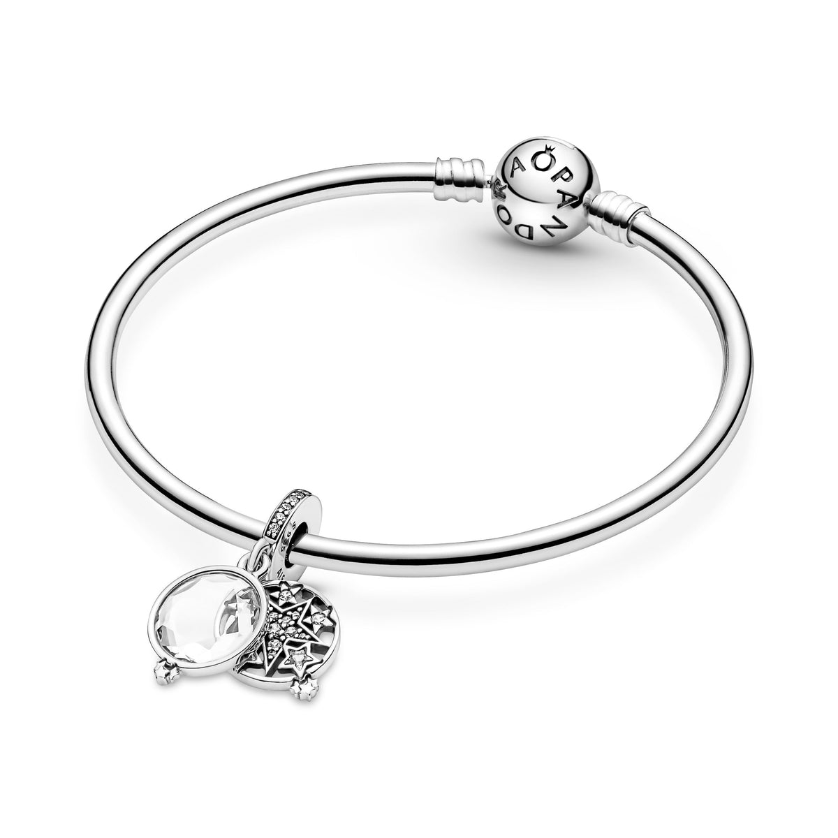 Dangle Charm – Sterling Silver – Magnified Star Double