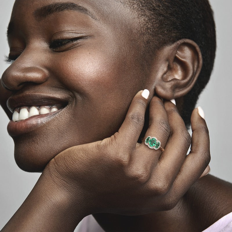 Ring – 14k Rose Gold-Plated – Three Stone Vintage