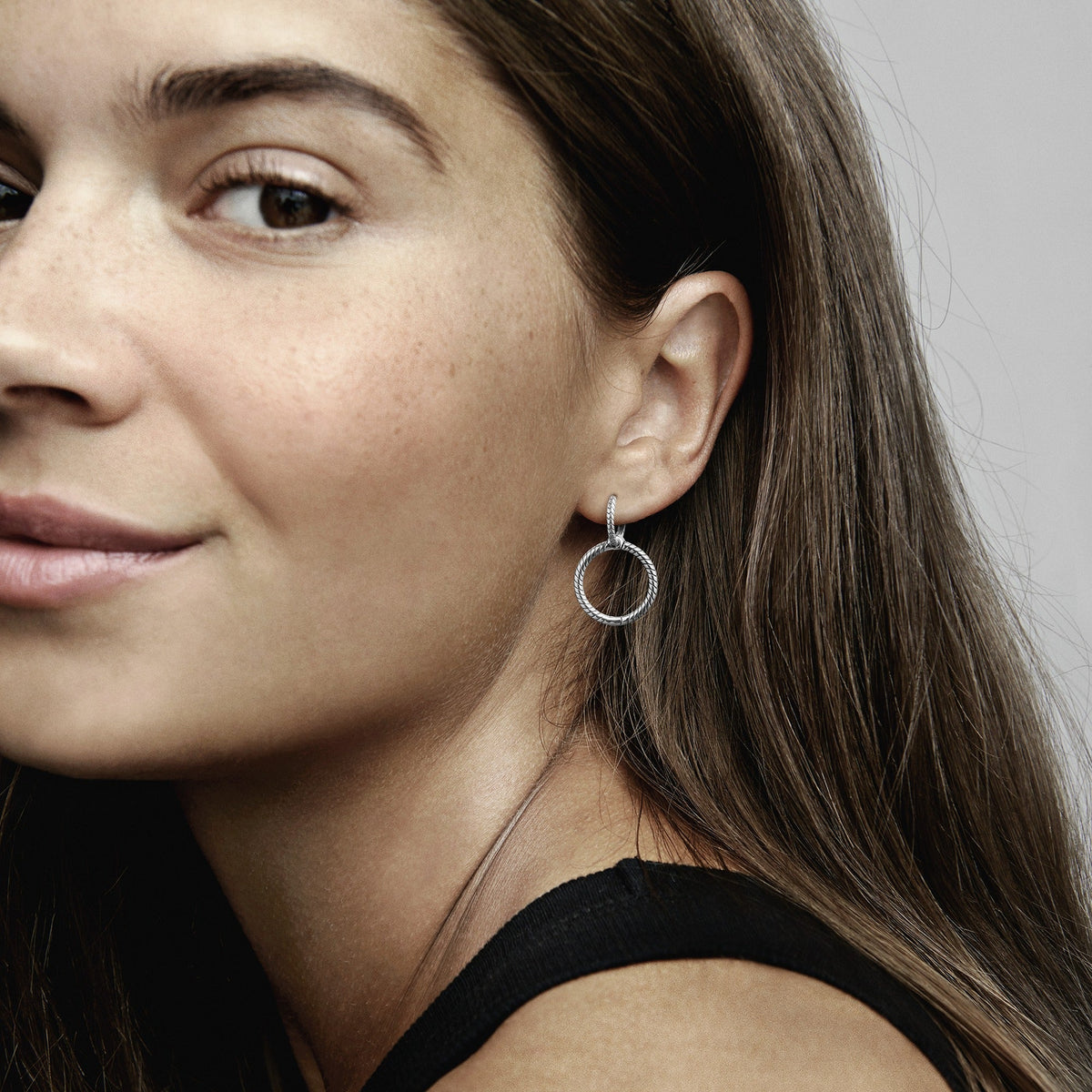 Hoop Earrings – Sterling Silver – Pandora Moments Charm Double