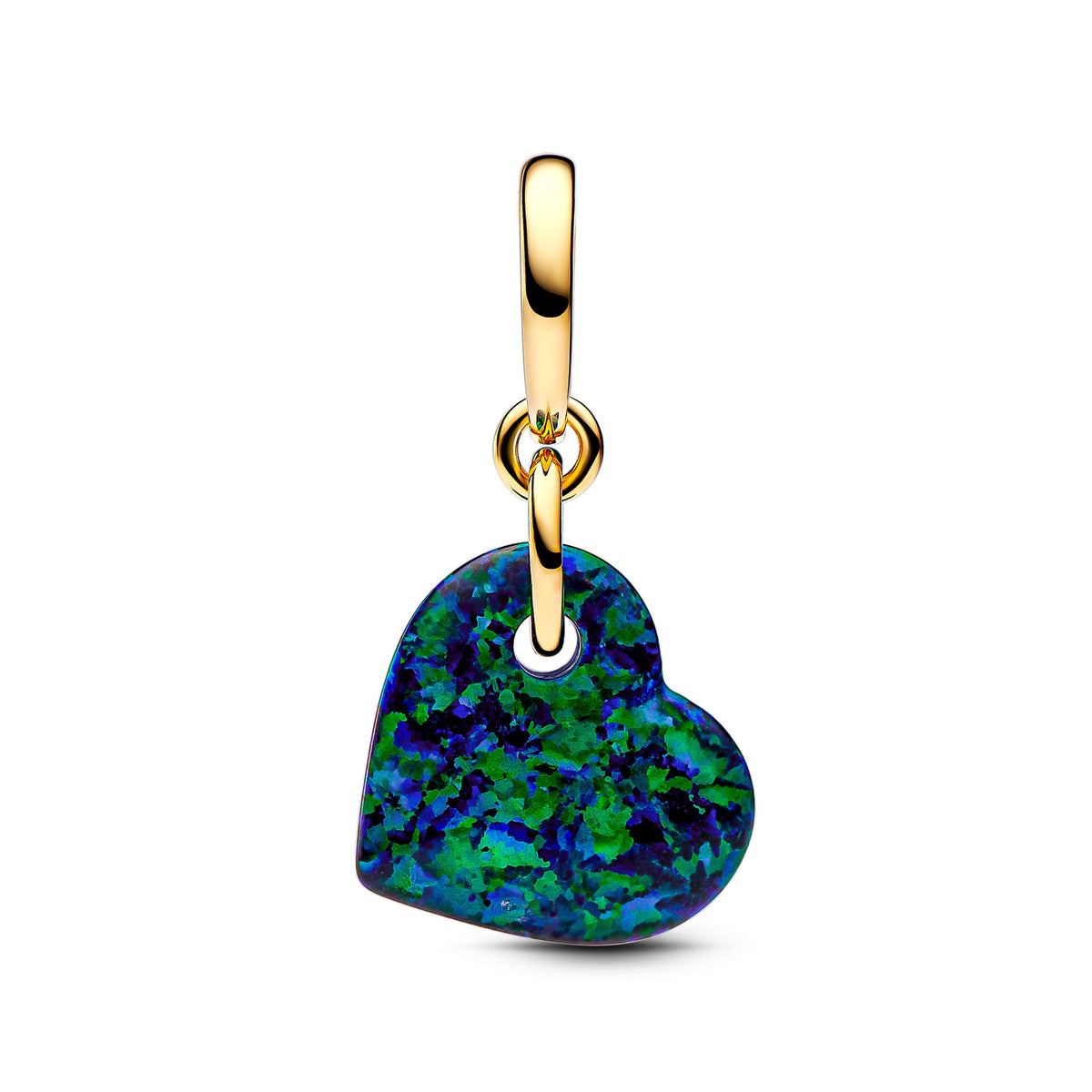Dangle Charm – 14k Gold-Plated – Opalescent Green Heart