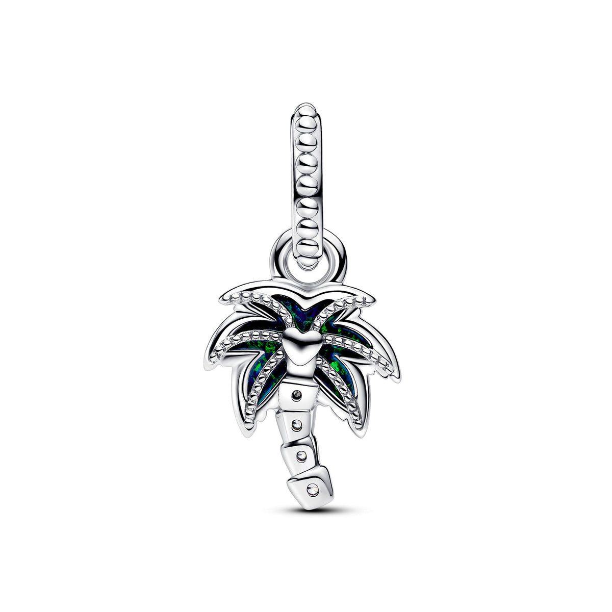 Dangle Charm – Sterling Silver – Opalescent Green Palm Tree