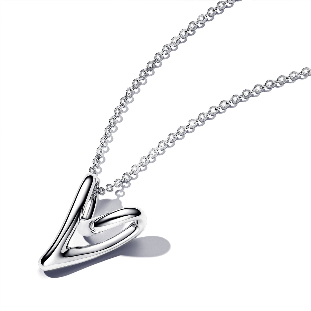 Pendant Necklace – Sterling Silver – Organically Shaped Heart