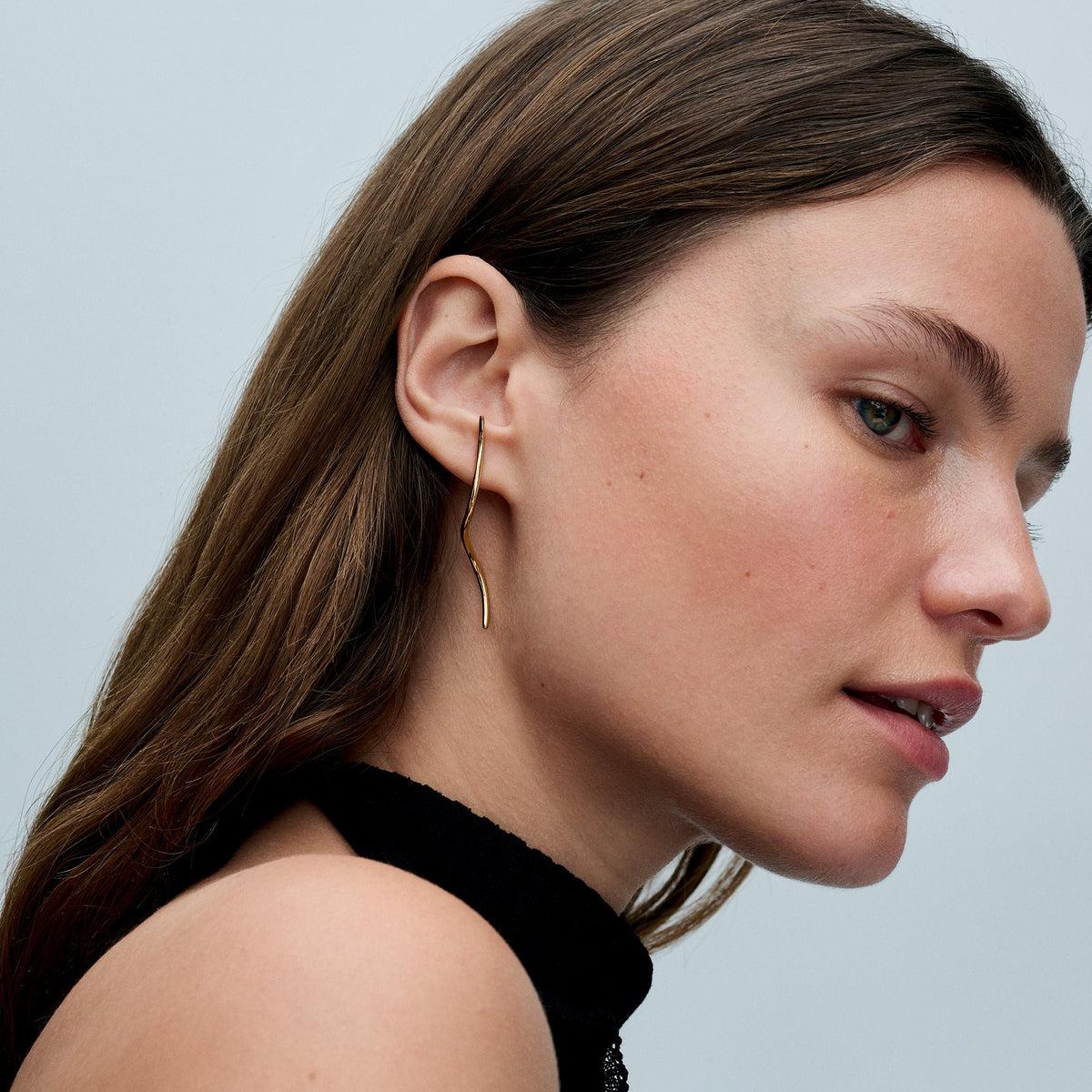 Stud Earrings – 14k Gold-Plated – Organically Shaped Wire