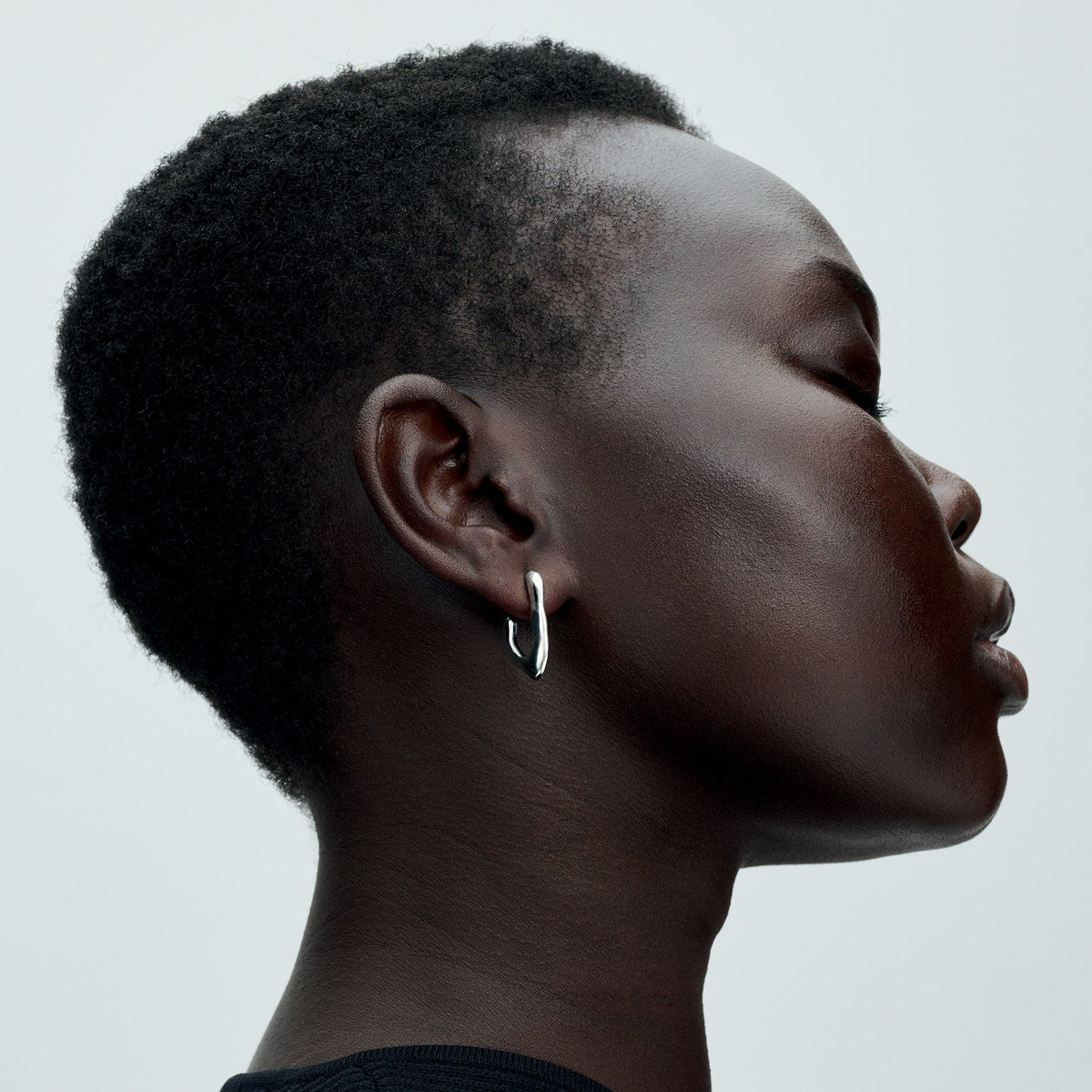 Hoop Earrings – Sterling Silver – Organically V-shaped Open