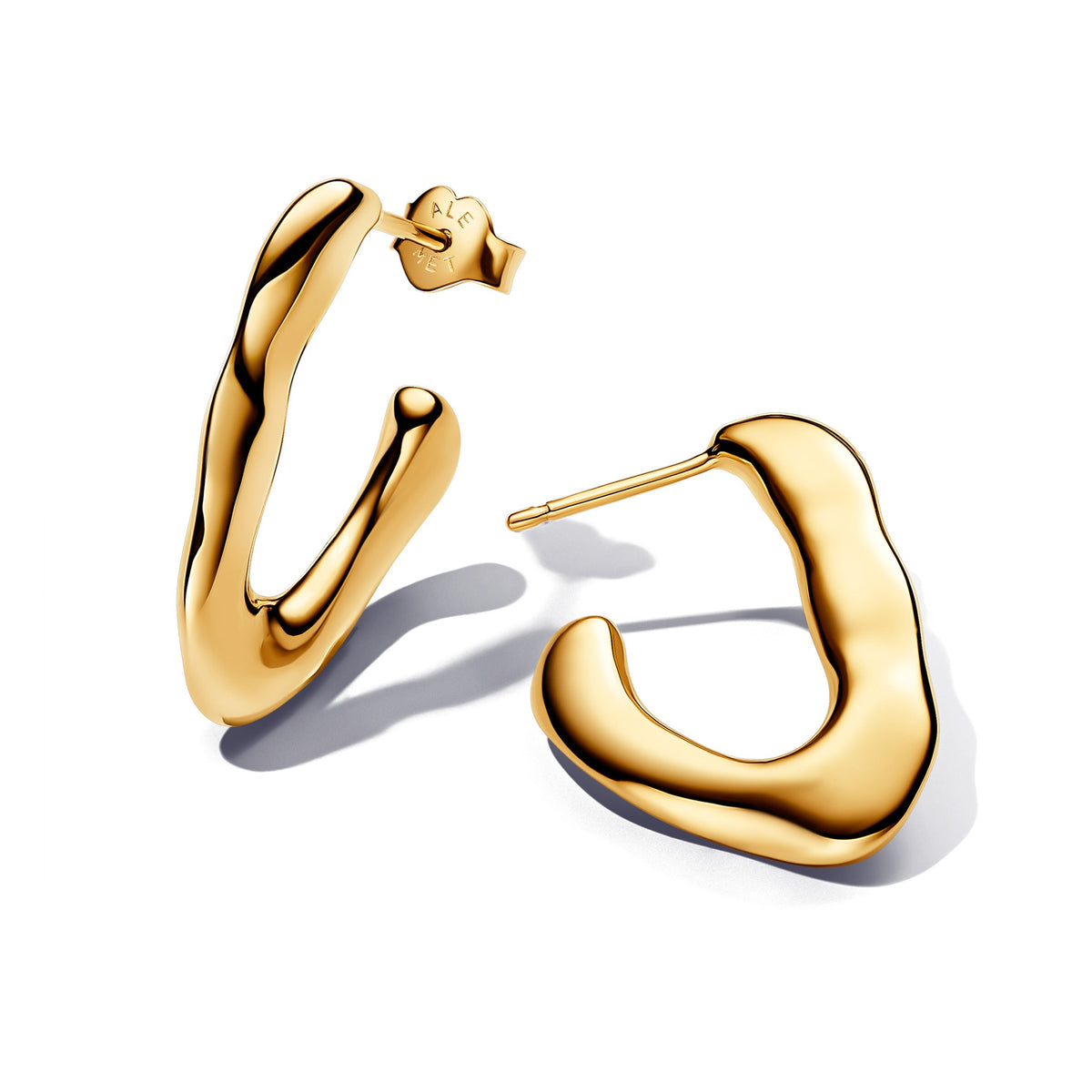 Hoop Earrings – 14k Gold-Plated – Organically V-shaped Open